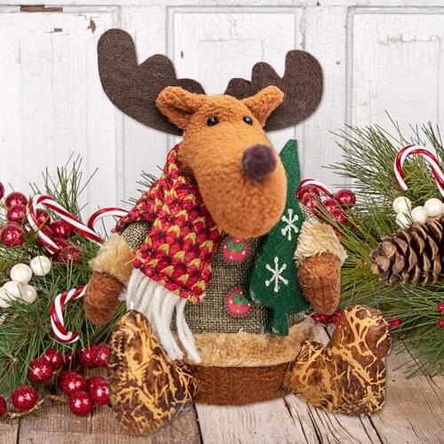 Behogar Merry Christmas Santa Snowman Reindeer Sitting Doll Toys Desktop Ornaments Shop Showcase Window Decorations Xmas Gifts