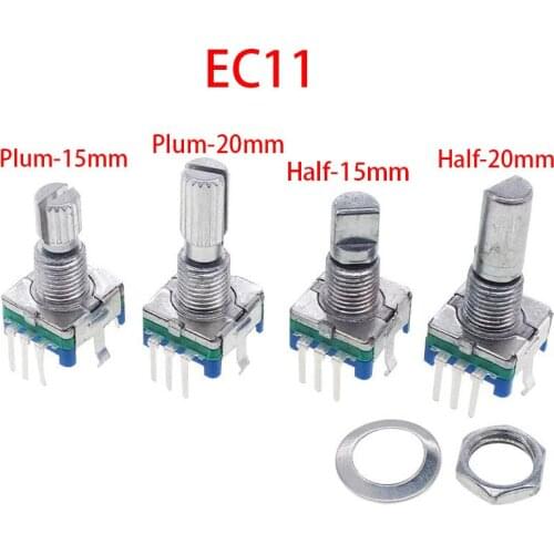 Half / Plum axis rotary encoder handle length 15mm / 20mm code switch / EC11 / digital potentiometer with switch 5Pin