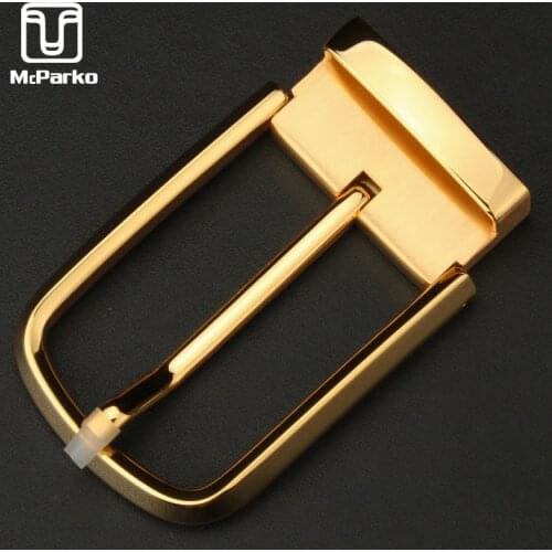 McParko Luxury Belt Buckle Stainless Steel Waist belt buckle Men Metal High Quality Suit pants Pin buckle 3.5cm Golden Silver