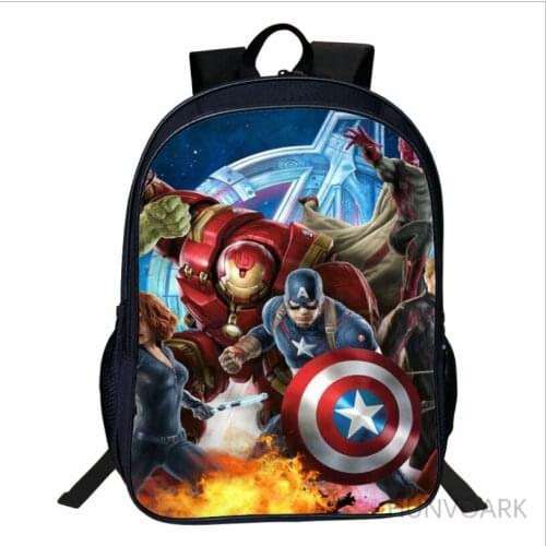 16 Inch Super Hero Avengers Children School Bags Orthopedic Backpack Kids School Boys Girls Mochila Infantil Catoon Bags