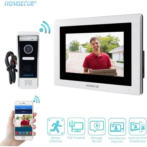 HOMSECUR 7" Wired WIFI IP RJ-45 Video&Audio Smart IP Video DoorPhone Intercom System 1.3MP Doorbell Camera Remote Unlock Support