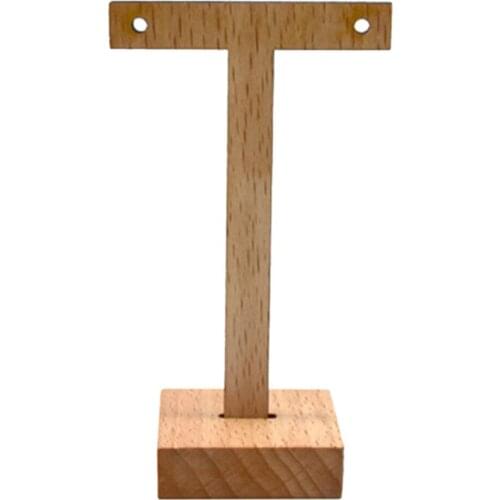 Vintage Wood Jewelry Accessories Hanging T Shape Stand Storage Holder Rack