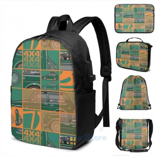 Funny Graphic print VAZ 2121 LADA Niva 4x4 Green Low And Slow USB Charge Backpack men School bags Women bag Travel laptop bag