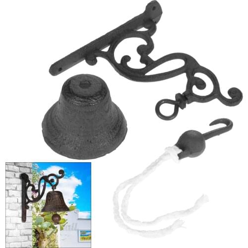 Iron Door Ring Bell Antique Doorbell Garden Cast Iron Front Door Bell Rustic Welcome Door Decorative Wall Home Garden Decoration