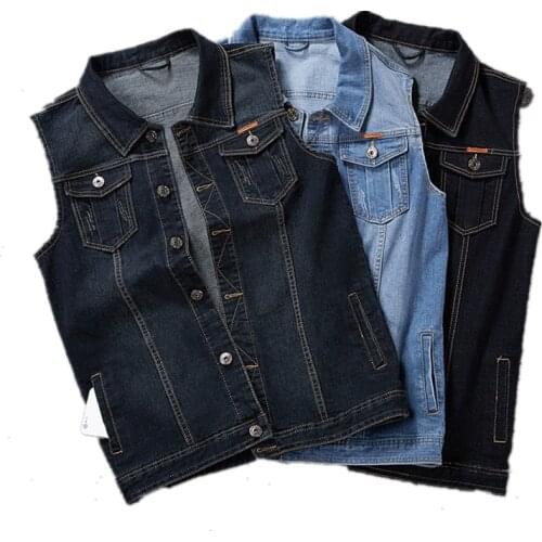 Plus Size 8XL 7XL 6XL Clothing Spring Denim Vests Mens Sleeveless Cowboy Jackets Male Vintage Casual Vest Jeans Man Waistcoat