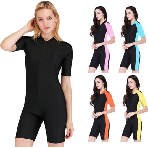 Girl One-Piece Swimming Diving Suit Women Short Sleeve Bathing Suit Surf Snorkeling Swimsuit Comfortable Swimwear Beach Clothes
