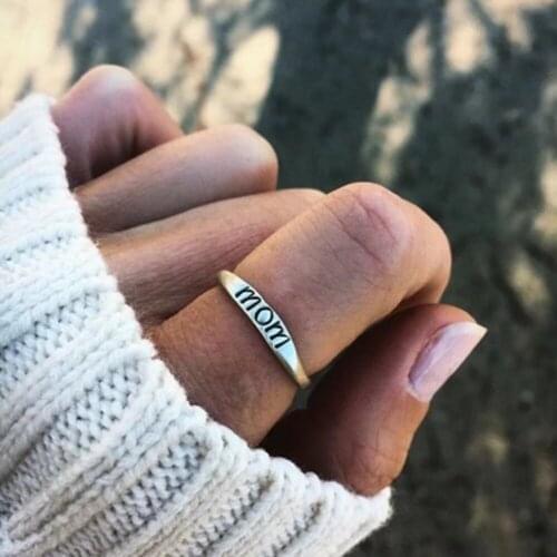 Simple MOM Mother Ring Silver Color Birthday Gift For Women Female Rings Mothers Grandma Christmas Gifts Jewelry