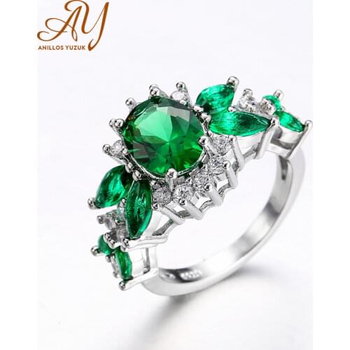 Anillos Yuzuk Silver 925 Jewelry Emerald Ring Green Gemstone Ring for Women Trendy Party 925 Sterling Silver Female Jewelry Ring