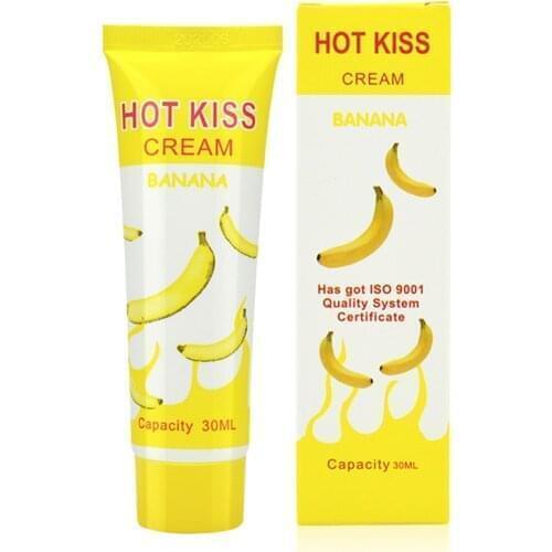 10PCS HOT KISS Lubricant Banana Cream Edible Personal Body Grease Oral Vaginal Anal Lubricant for Penis Massage Oil 30ml