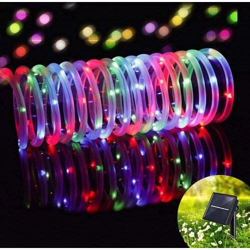 100/200 LEDs Solar Powered Rope Tube String Lights Outdoor Waterproof Fairy Lights Garden Garland For Christmas Yard Decoration