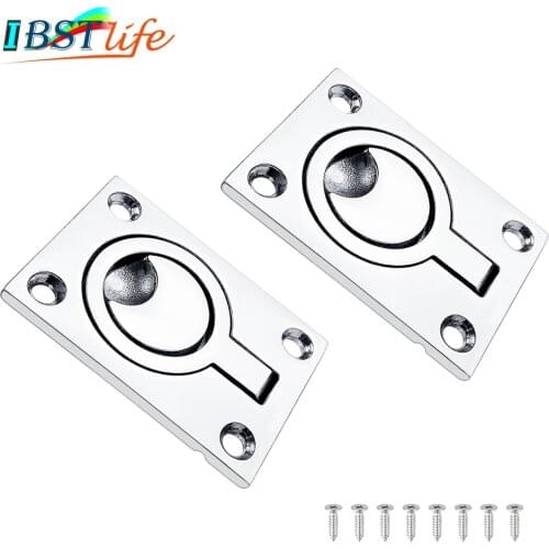 2PCS 62*44mm Stainless Steel 316 Marine Boat Deck Hatch Flush Pull Lift Handle Ring Door Knobs Pull Ring Hardware Accessories