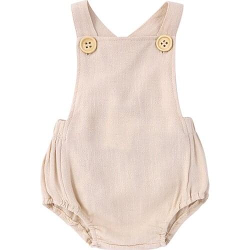 2021 Baby Summer Clothing Romper Newborn Infant Baby Boy Girls Bodysuit Cotton Linen Crossback Jumpsuit Triangle Panties Clothes