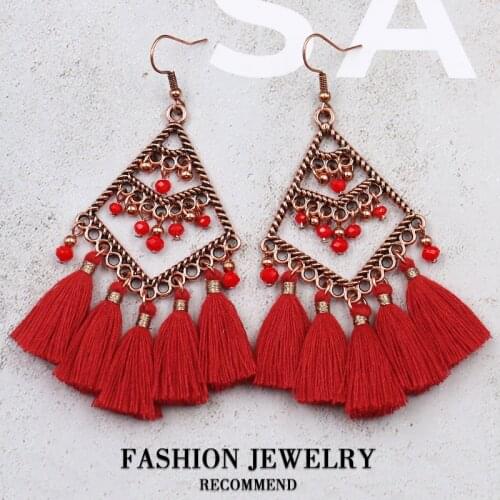 30 Style Bohemian Red Tassel Earrings Gifts for Women Wedding Accessories Mujer Dangle Earrings Oorbellen Voor Vrouwen Jewelry