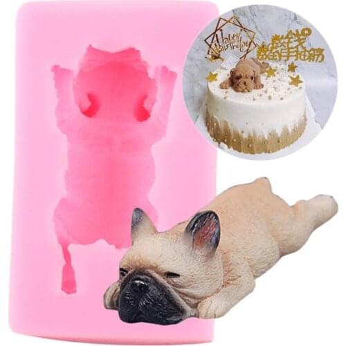 3D Dog Shape Silicone Mold Cake Baking Fondant Mold Animal Cake Decorating Mold Bulldog Soap Chocolate Candy Polymer Clay Mould