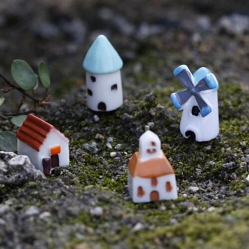 4 Style Kawaii Style Mini Craft Church Castle Miniature Home Decor DIY Crafts Garden Ornament Cute Hand-made Decoration