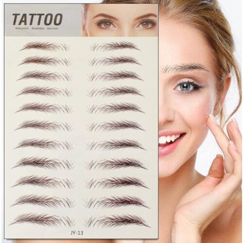 4D Hair-like Eyebrow Sticker Black Brown Semi-Permanent Water Transfer Waterproof Eyebrow Tattoo Embroidery Sticker