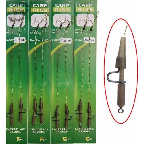 JSM 8pcs Carp Fishing Hair Rigs Braided Thread 8340 Hook Lead Clips Boilies Carp Rigs Carp Fishing Accessories Tackle