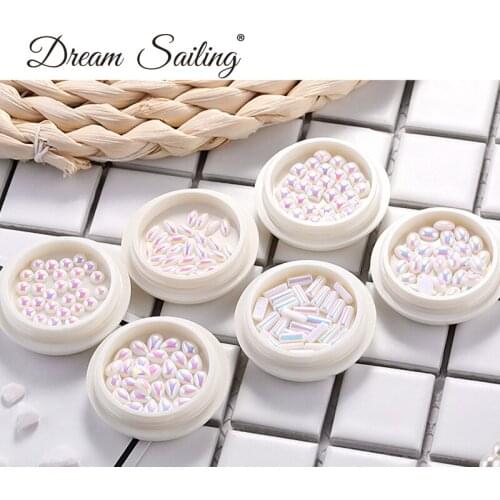 White AB Nail Pearl Rhinestone DIY Manicure Flat Back 3D Nail Art Jewelry Decorations Nail Accessories
