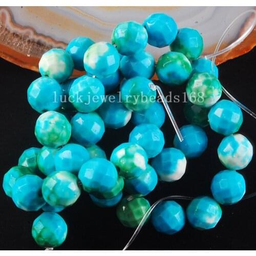 Free shipping Women Fashion Jewelry 8mm Sky Blue Ocean Jaspe Round Ball Loose Beads 15.5" FG6535