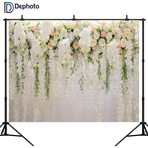 DePhoto 3D Rose Floral Photo Backdrop Bridal Shower Large Wedding Flowers Wall Photography Background for Dessert Table Decor