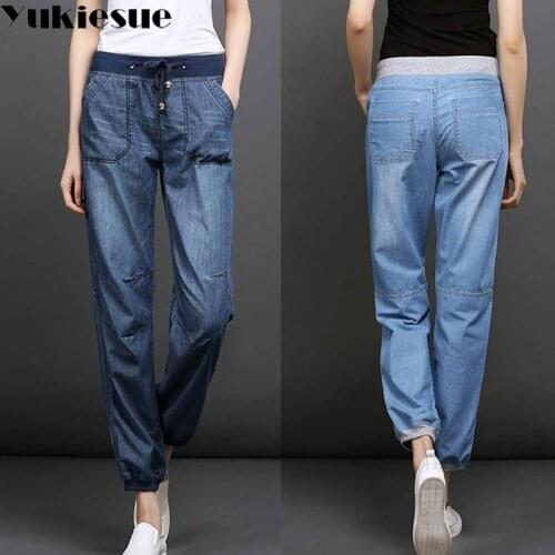 High waist jeans woman loose elastic waist casual soft denim harem pants female jeans women trousers Plus size S-4XL jeans femme
