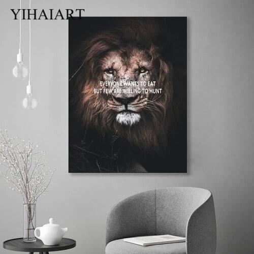 Lion Animal Canvas Poster Motivational Quotes Wall Art Print Painting Nordic Style Decorative Picture Modern Home Room Decor