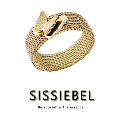 2021 Classic Butterfly Gold Stainless Steel Rings For Woman Girls Colorfast Accessory Korean Fashion Jewelry Student’s Rings