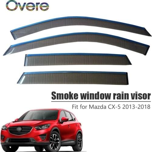 Overe 4Pcs/1Set Smoke Window Rain Visor For Mazda CX-5 2013 2014 2015 2016 2017 2018 ABS Awnings Shelters Guard Accessories