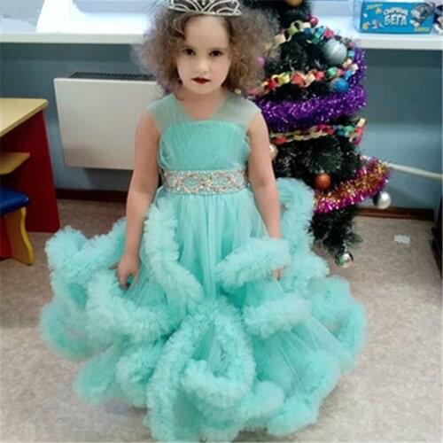 Beautiful Handmade Flower Girls Dress Children Clothing Summer Party Kids Dresses for Girls Size 1-14Y