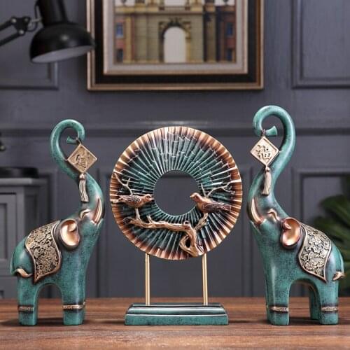 EUROPEAN CREATIVE WEALTH LUCKY ELEPHANT RESIN ORNAMENTS HOME LIVINGROOM TABLE FIGURINES CRAFTS OFFICE DESKTOP FURNISHING DECOR