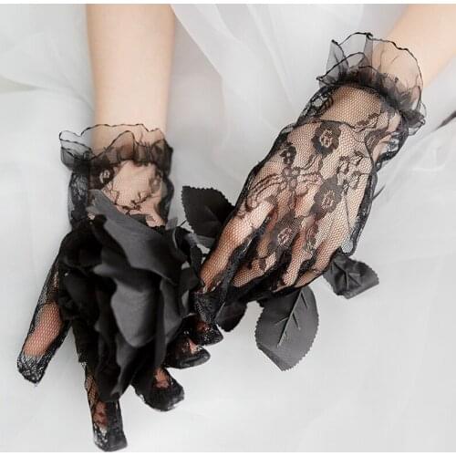 Lace Gloves Wrist Decoration Breathable with Thin Lace Mesh Elegant Pattern Gloves