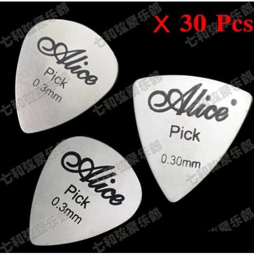 30 Pcs Alice 0.3mm Stainless Steel Guitar Picks Plectrum Playing Heavy Metal guitar picks (Three kinds shapes)