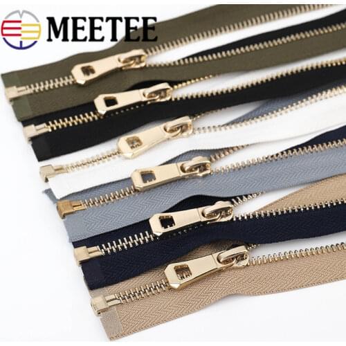 Meetee 2pcs 35-85cm 5# Metal Zipper Open-end Auto Lock Zip DIY Sewing Bags Pocket Coat Down Jecket Clothing Accessories BD249