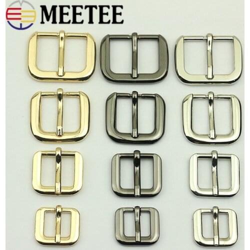 Meetee 10pcs 12/16/19/25mm Metal Strap Buckles Bag Adjustment Pin Buckle Clasp DIY Luggage Webbing Hook Shoes Accessory