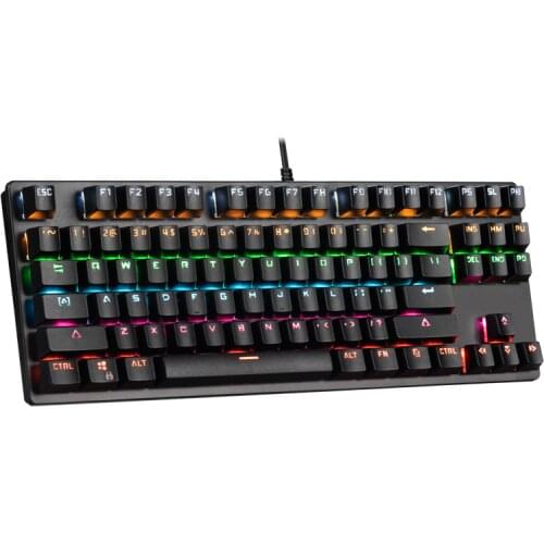 Mechanical Keyboard 87 Keys RGB Backlight Multimedia USB Wired Gaming Keyboard for Laptop Desktop Tablet Computer
