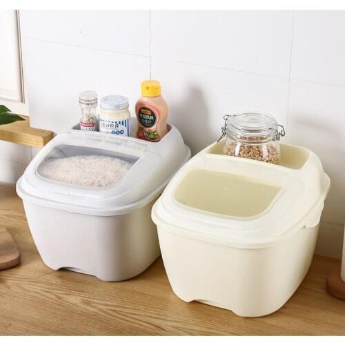 10KG Flip Cover Sealed Multi-function Rice Bucket Storage Box Kitchen Household Cereal Dispenser Food Grain Container Box