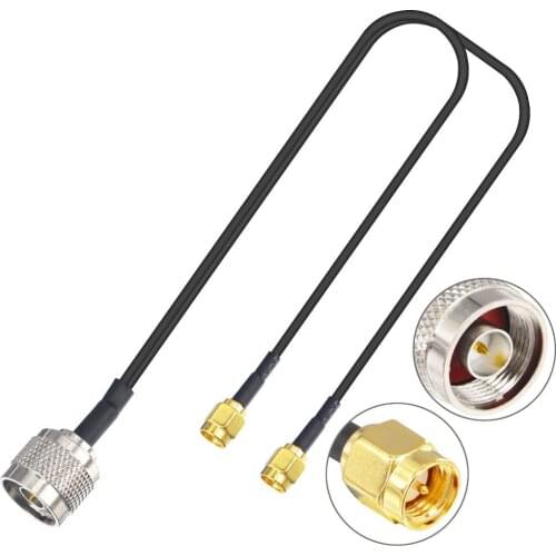 N Type Splitter Cable N Male to Dual SMA Male Cable N-Type Adapter Cable V Type 50ohm 30cm