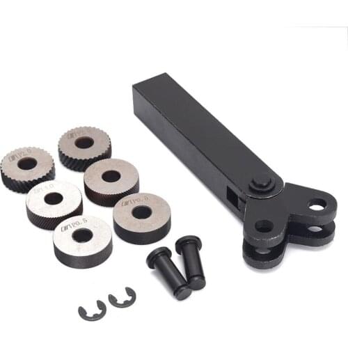 Dual Wheel Knurling Tool Kit 7pcs 0.5mm 1mm 2mm Wheel Linear Pitch Knurl Set Steel Lathe Cutter Wheel Knurling Tool Set