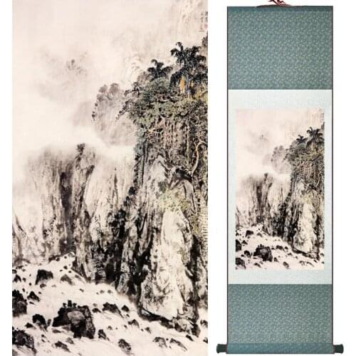 Landscape painting Home Office Decoration Chinese scroll painting mountain and River paintingPrinted painting042410