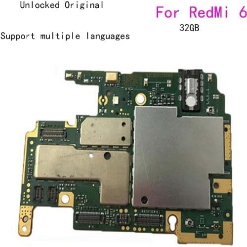 Unlocked Original For Xiaomi Hongmi Redmi 6 Motherboard 32G Replaced Motherboard Full Chips Android OS Support multiple language