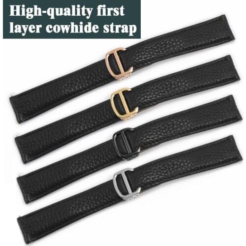 Watch Band For Cartier TANk SOLO RONDE DE Men Lady Deployant Clasp Strap Watch Accessories Genuine Leather Watch Bracelet Belt