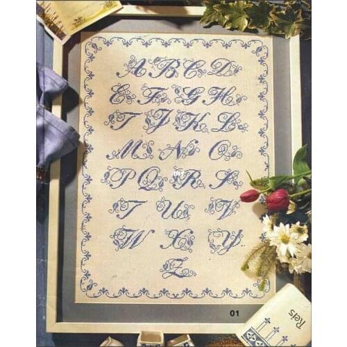 -blue lace letters 51-69 Counted Cross Stitch 11CT 14CT 18CT DIY Cross Stitch Kits Embroidery Needlework Sets