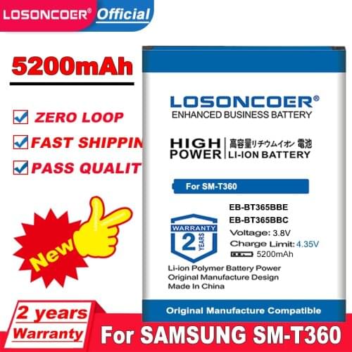 LOSONCOER 5200mAh EB-BT365BBE EB-BT365BBC EB-BT365BBU Tablet Battery For SAMSUNG Galaxy Tab Active T365 T360 SM-T360 Batteries