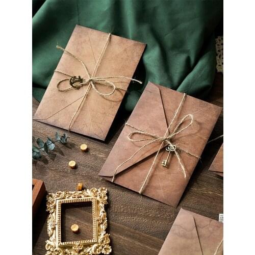 Vintage Kraft Letter Paper and Envelope Deco Set Anniversarys Day Love Letter Invitation Envelopes Writing Paper with Rope