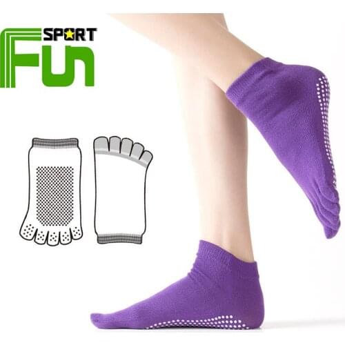 STARFUN Women Fitness Yoga Socks Silicone 5 Toes Anti-Slip Quick-Dry Damping Pilates Ballet Socks Good Grip Multiple Colours