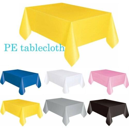 1PC Disposable Tablecloth Banquet Plastic Tablecloth Wipe Clean White Black Wedding Party Tablecloth Table Cover 137x183cm