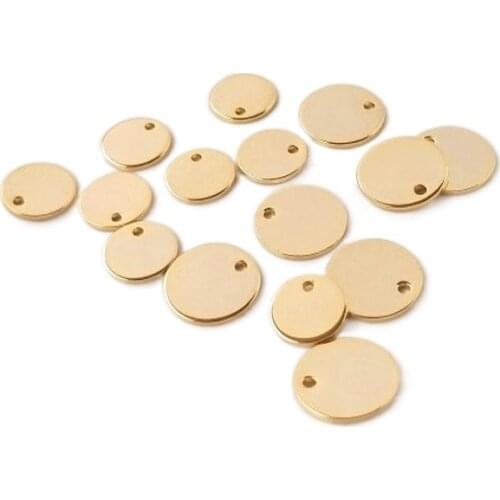 10PCS Round Disc Copper DIY Earrings Accessories Pendant for Jewelry Findings Making Supplies 14k Gold Plated Handmade Brass