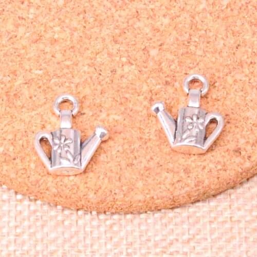15pcs Antique Silver Plated watering can gardening Charms Pendants Fit Jewelry Making Findings Accessories 18*15mm