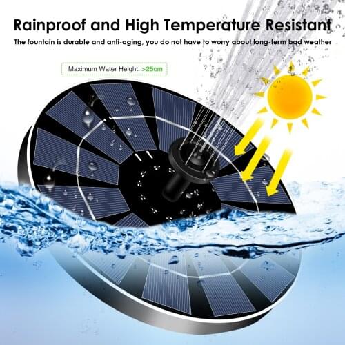 2.5W Solar Fountain Pump Circle Solar Fountain For Pond Bird Bath Fountain Garden Decoration 6 Different Nozzle Watering Kit #WO