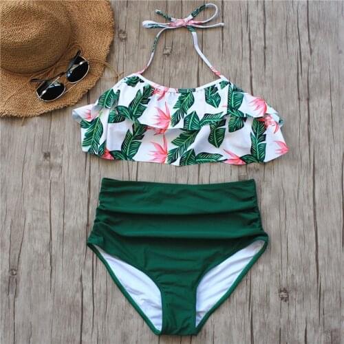 2018 Bikinis Women Swimwear High Waist Swimsuit Halter Sexy Bikini Set Retro Bathing Suits Plus Size Swimwear Plus Size 3XL